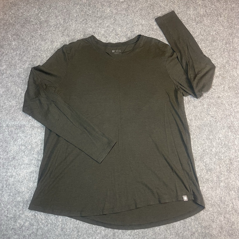 FIGS Super Soft Long Sleeve Underscrub Gray Pima Cotton T Shirt Size Medium